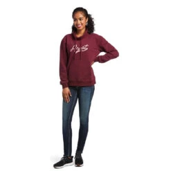 Sweatshirt Ariat Real Logo High Neck Heather Zinfandel Sp22 Ladies -Ride Strong Shop Ariat Sweatshirt Real Logo High Neck Heather Zinfandel Sp22 Ladies 4