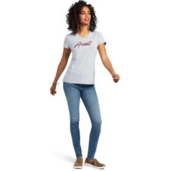 Tee Shirt Ariat Real Logo Script Classic Fit Heather Grey Sp22 Ladies -Ride Strong Shop Ariat Tee Real Logo Script Classic Fit Heather Grey Sp22 Ladies 3