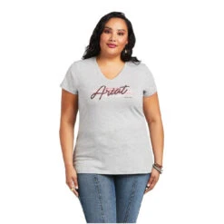 Tee Shirt Ariat Real Logo Script Classic Fit Heather Grey Sp22 Ladies -Ride Strong Shop Ariat Tee Real Logo Script Classic Fit Heather Grey Sp22 Ladies 7