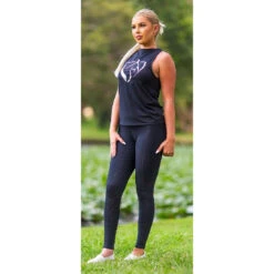 Black Equestrian Tank Top With Recycled Foil Logo