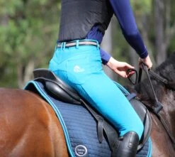 Micro Woven Cotton Blend Jodhpurs In Turquoise - Final Runout, Last Sizes -Ride Strong Shop Turq1 2