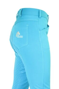 Micro Woven Cotton Blend Jodhpurs In Turquoise - Final Runout, Last Sizes -Ride Strong Shop Turquoise Cotton Micro Woven Jods 2