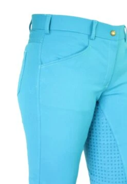 Micro Woven Cotton Blend Jodhpurs In Turquoise - Final Runout, Last Sizes -Ride Strong Shop Turquoise Cotton Micro Woven Jods 3