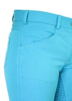 Micro Woven Cotton Blend Jodhpurs In Turquoise - Final Runout, Last Sizes -Ride Strong Shop Turquoise Cotton Micro Woven Jods 5