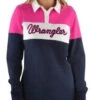 Rugby Top Wrangler Peta Long Sleeve Spliced W22 Navy & Pink Ladies -Ride Strong Shop Wrangler Rugby Top Peta Long Sleeve Spliced Navy Pink Ladies