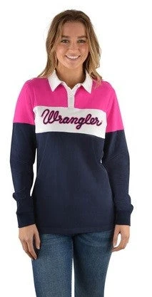 Rugby Top Wrangler Peta Long Sleeve Spliced W22 Navy & Pink Ladies